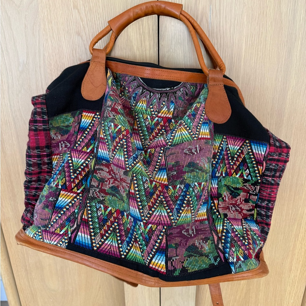 Guatemalan Hand Woven Leather Weekender Bag